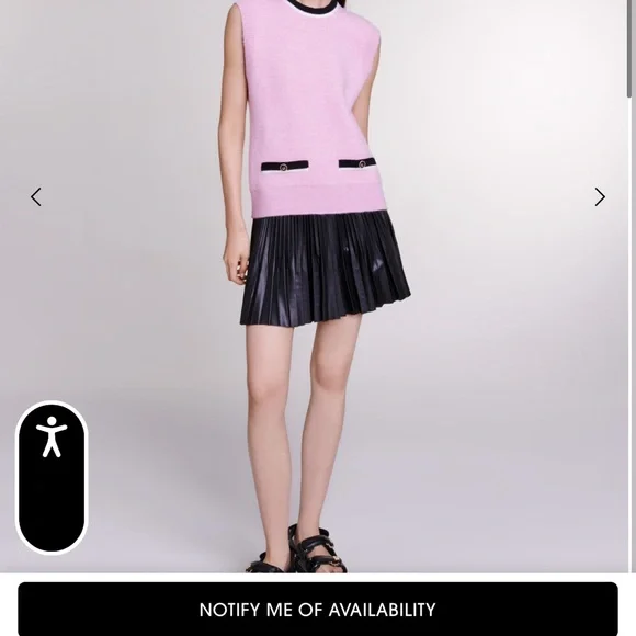 NEW! Maje Pink Sleeveless Sweater Vest with Navy Blue Trim - Picture 7 of 8